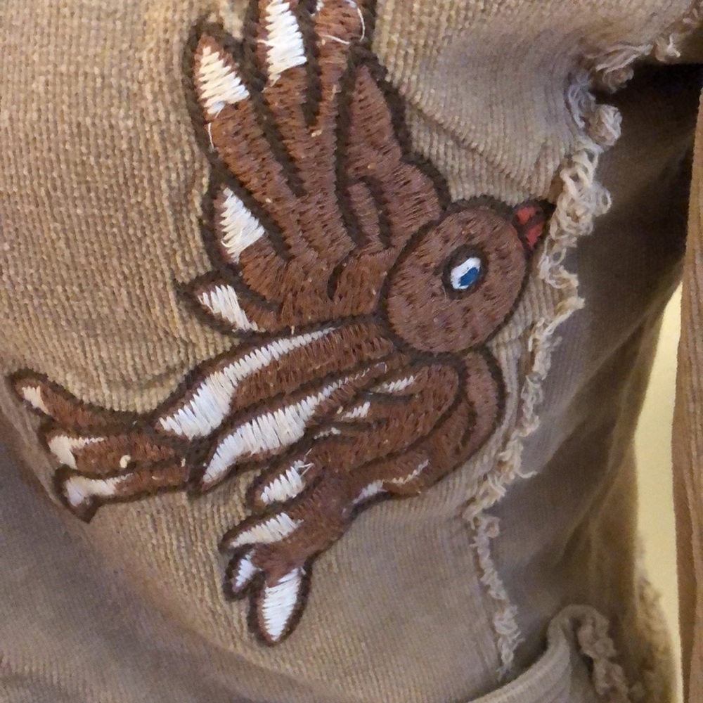 🌻Wet Seal Corduroy embroidered bohemian fringe snap close eyelet lined jacket - Picture 4 of 16